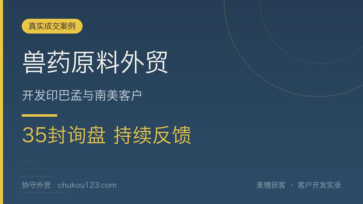 兽药原料外贸开发印巴孟与南美客户，35封询盘 持续反馈